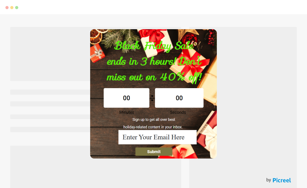 Holiday Sale Countdown Timer Popup