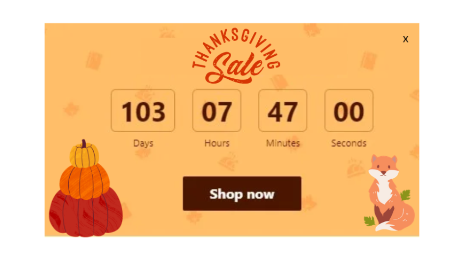 Countdown Timer for Thanksgiving Sale