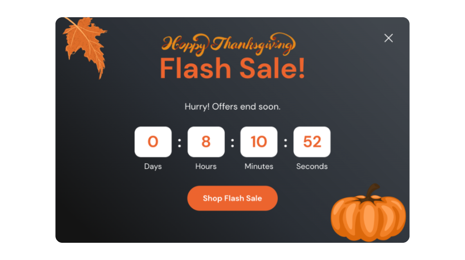 Thanksgiving Flash Sale Popup