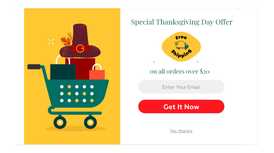 Free Shipping Thanksgiving Popup