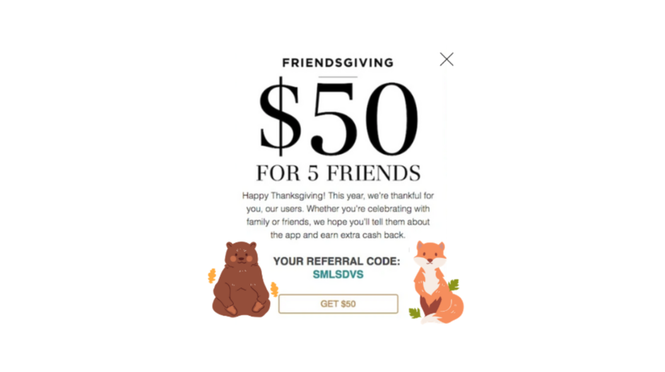 Thanksgiving Referral Popup