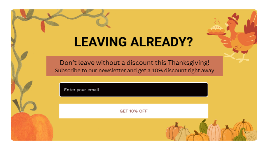 Thanksgiving Day Exit Intent Popup