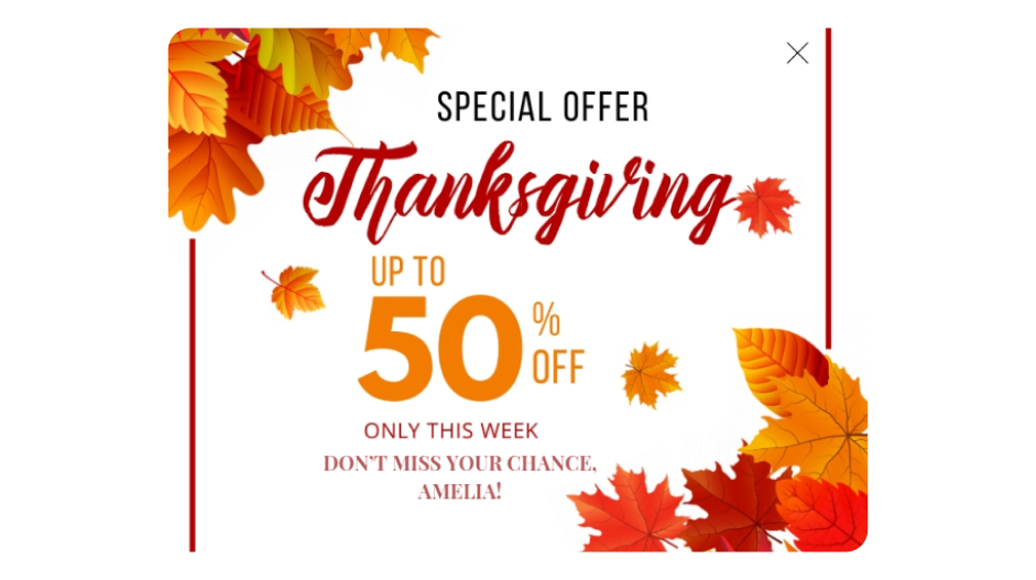 Personalized Thanksgiving Popup